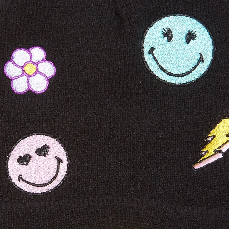 Smiley World&reg; Black Beanie,