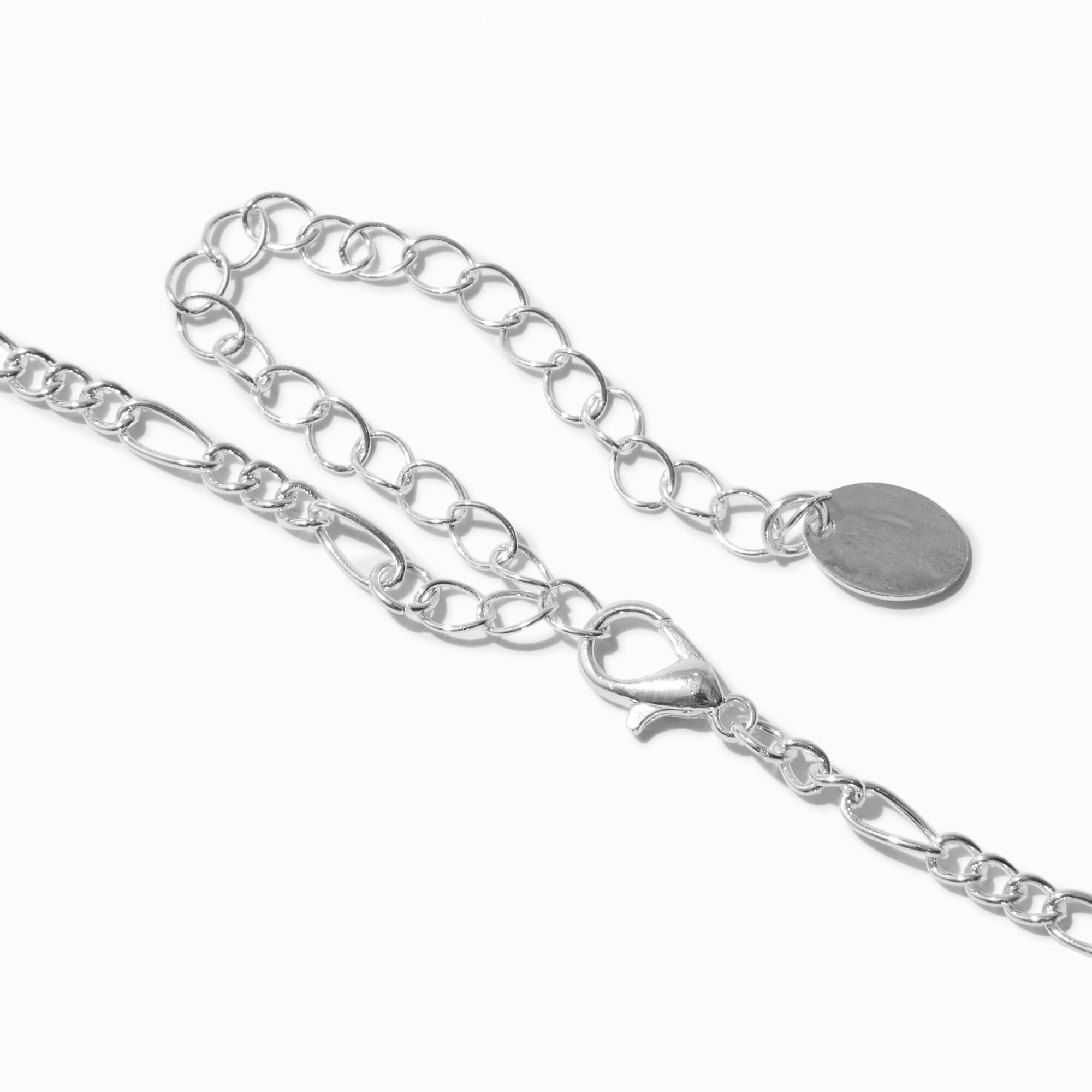 Silver-tone Embellished Cross Pendant Necklace,