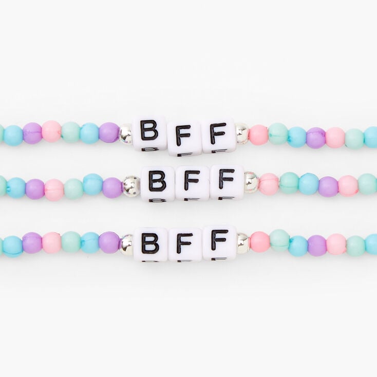 Bracelets perl&eacute;s pastel &laquo;&nbsp;Best Friends Forever&nbsp;&raquo; - Lot de 3,