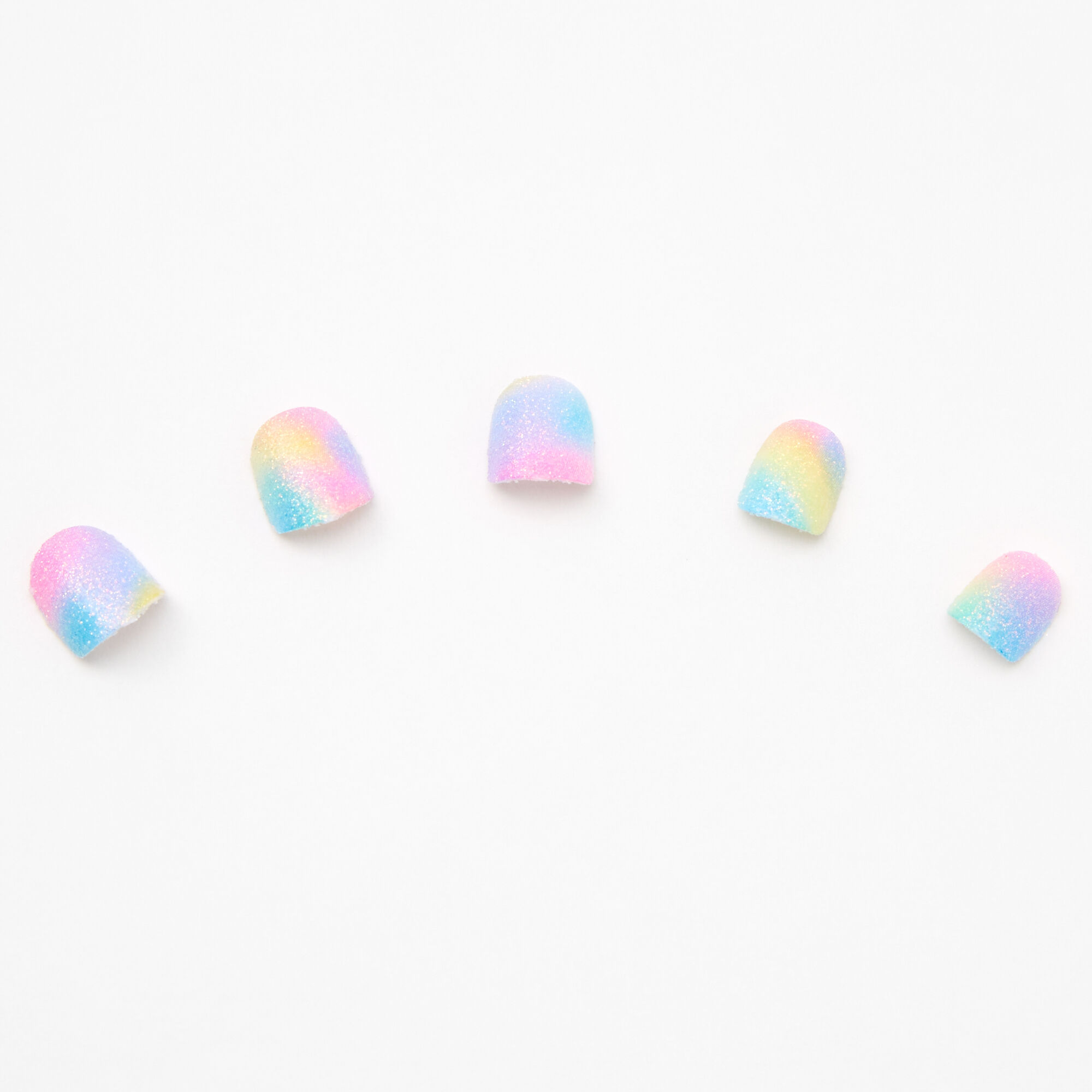 Claire's Club Glitter Rainbow Square Press On Faux Nail Set - 10 Pack,