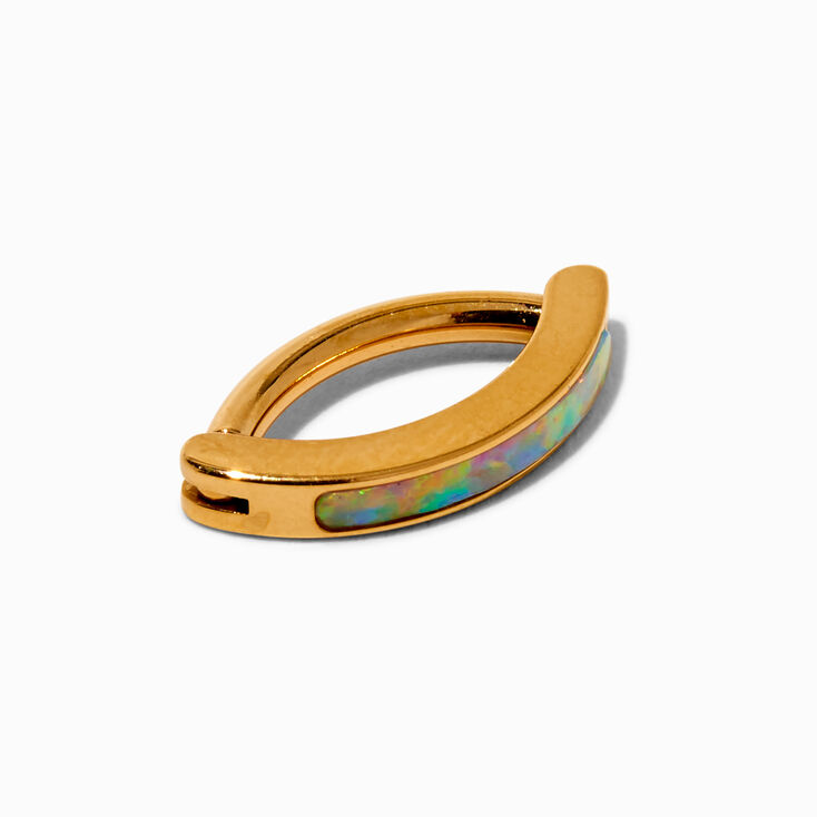 Gold-tone Titanium Opalescent Clicker 14G Belly Bar,