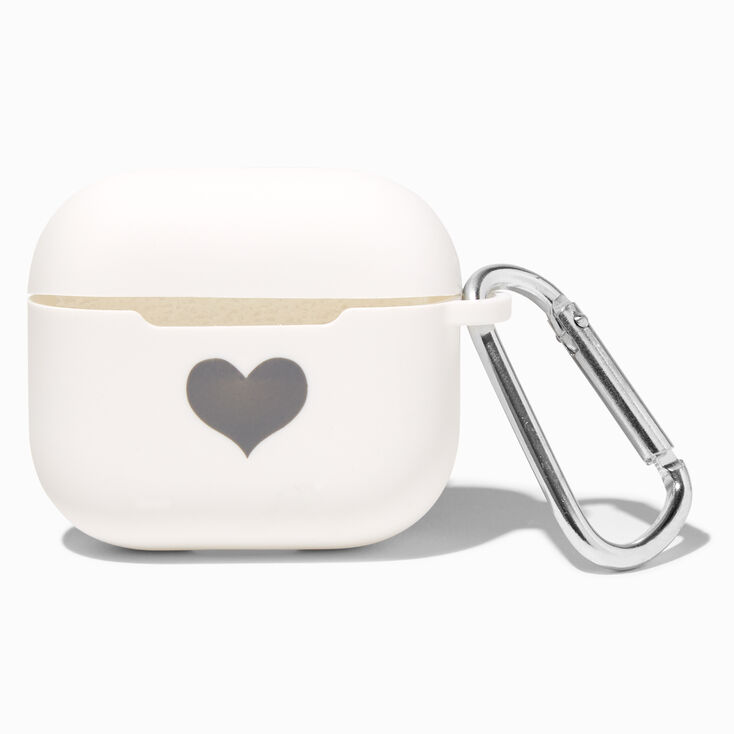 White Heart Silicone Earbud Case Cover - Compatible With Apple AirPods&reg; 3,