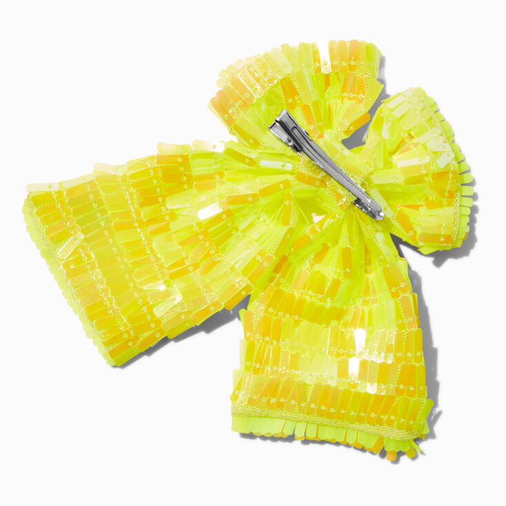Claire&#39;s Club Yellow Square Sequin Hair Bow Clip,