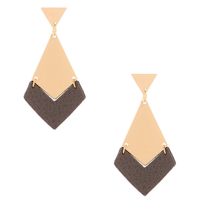 Claire's Pendantes géométriques grises 3,8 cm couleur doré