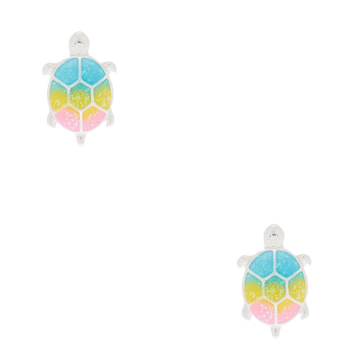 Pastel Rainbow Turtle Stud Earrings,
