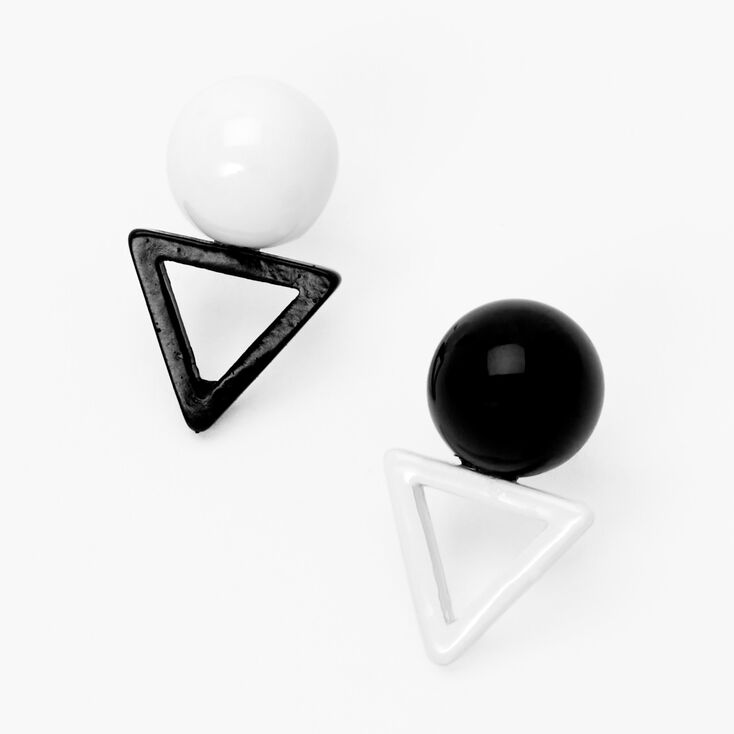 Black and White Geometric Stud Earrings,