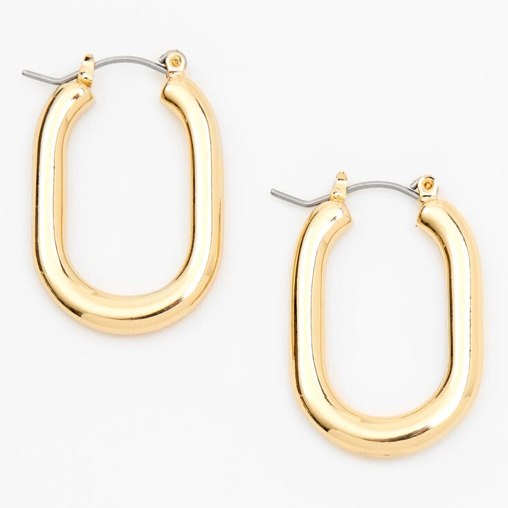 Gold 30MM Squared Oval Hoop Earrings,