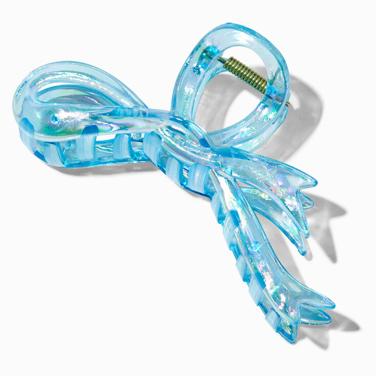 Pince &agrave; cheveux n&oelig;ud transparente bleue,