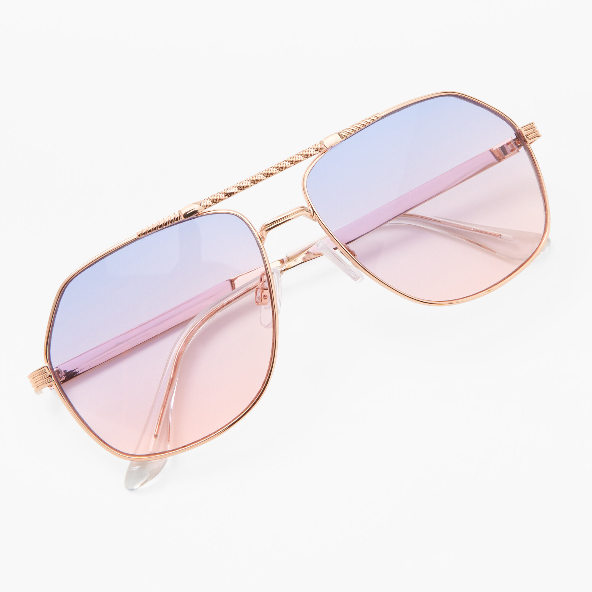 Blue/Pink Faded Aviator Sunglasses - Gold,