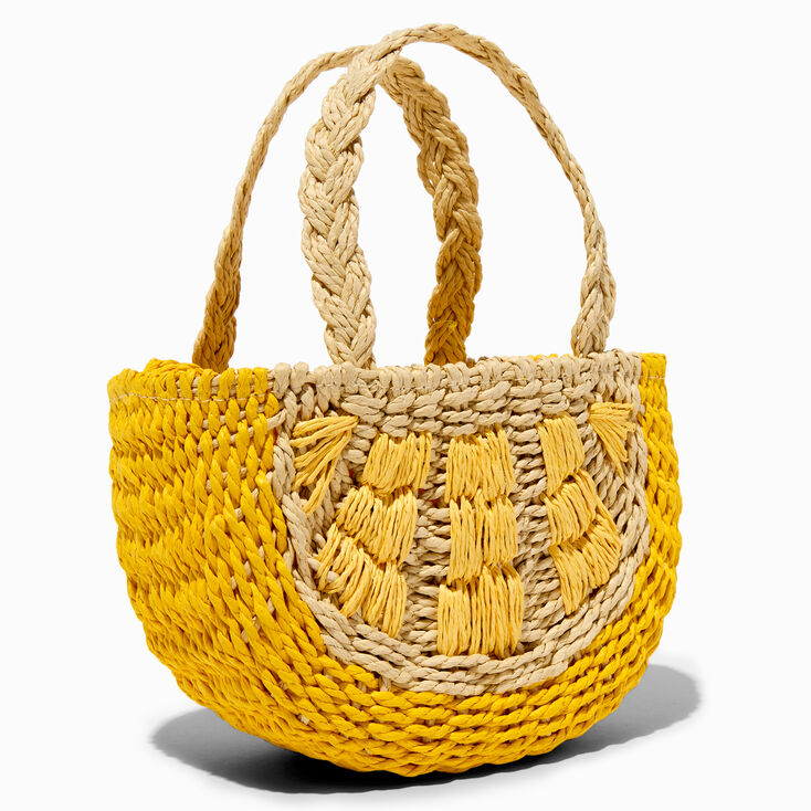 Lemon Woven Crossbody Bag,