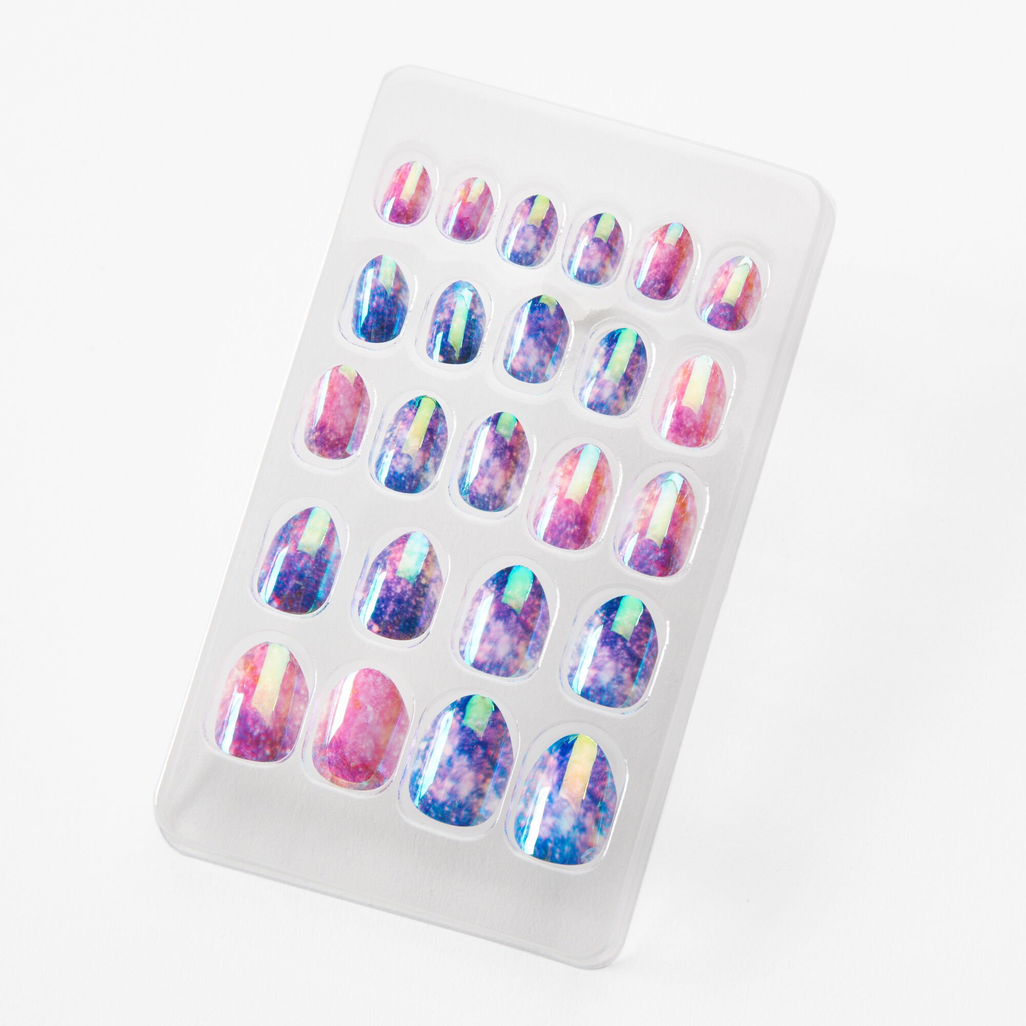 Purple Galaxy Stiletto Press On Faux Nail Set - 24 Pack,