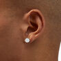 Silver Button Stud Earrings,