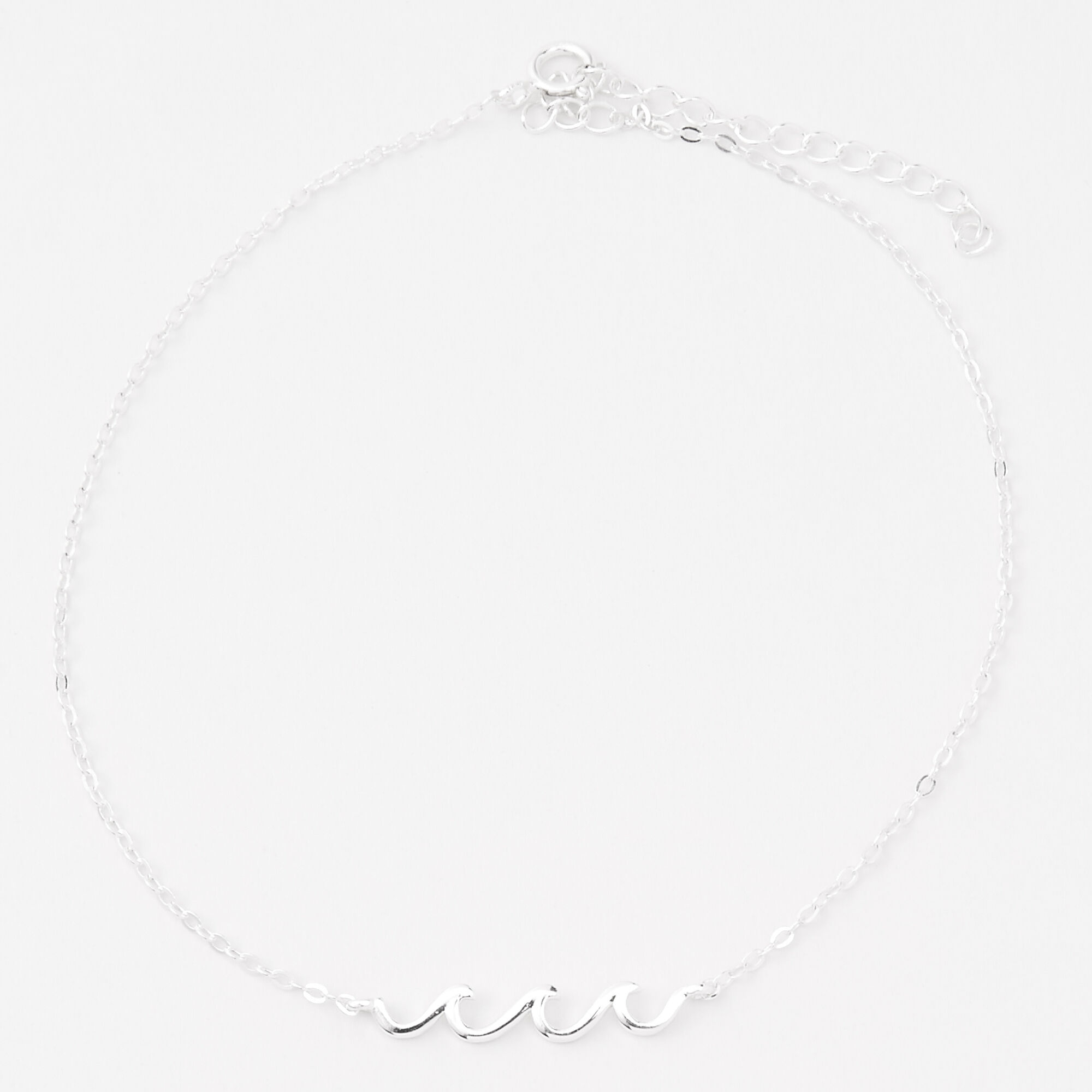 Sterling Silver Ocean Waves Chain Anklet Claire s