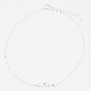 Sterling Silver Ocean Waves Chain Anklet,