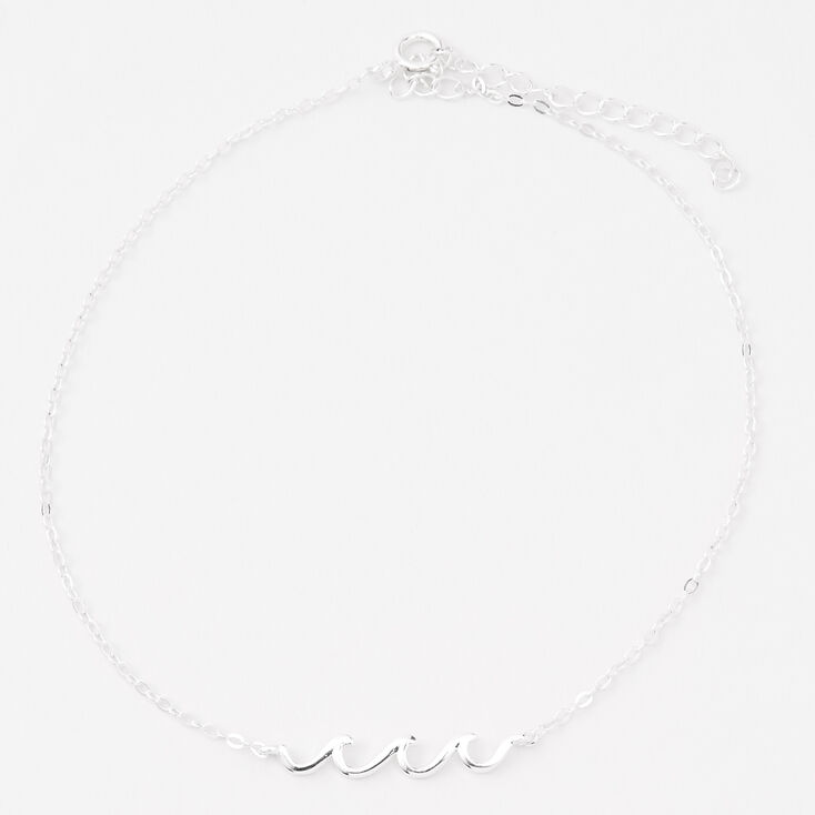 Sterling Silver Ocean Waves Chain Anklet,