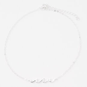 C LUXE by Claire&#39;s Sterling Silver Ocean Waves Chain Anklet,