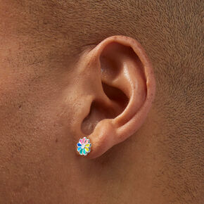 C LUXE by Claire&#39;s Sterling Silver Enamel Rainbow Flower Stud Earrings,
