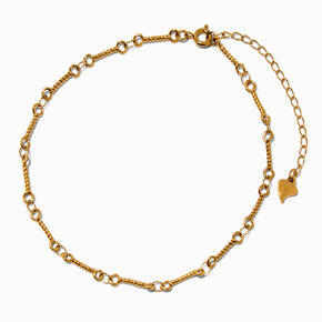 Gold-tone Stainless Steel Notched Chain Anklet,