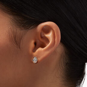 18K Gold Plated Rose Gold Cubic Zirconia Halo Stud Earrings,