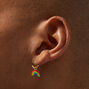Rainbow Charm Gold Huggie Hoop Earrings,