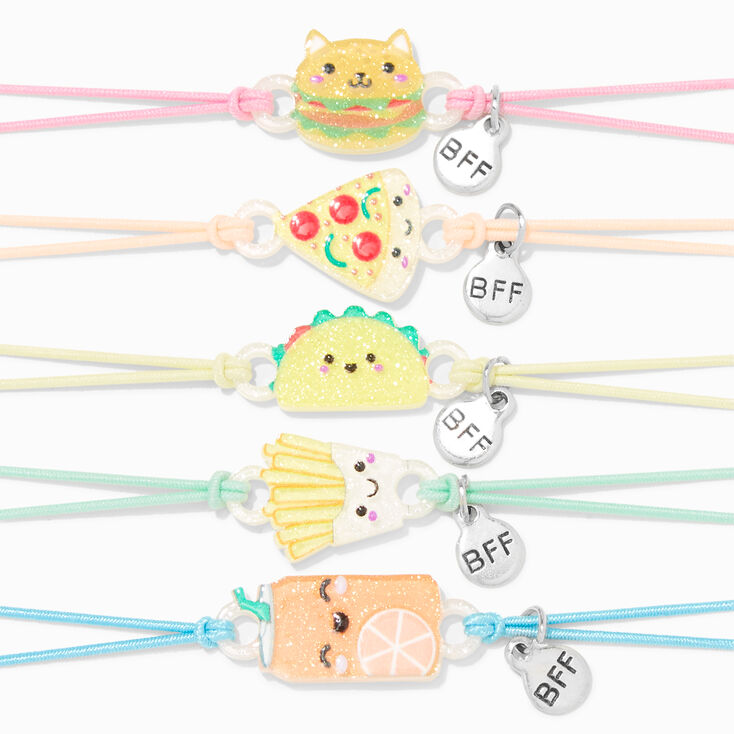 Bracelets d&rsquo;amiti&eacute; r&eacute;glables petits animaux adorables et nourriture - Lot de 5,