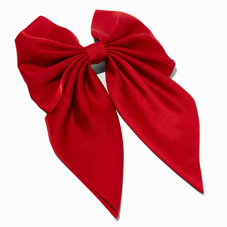 Red Satin Hair Bow Clip,