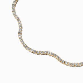 Gold-tone Cubic Zirconia Wiggle Tennis Bracelet,