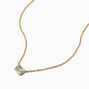 Gold-tone Cubic Zirconia Rectangular Pendant Necklace,