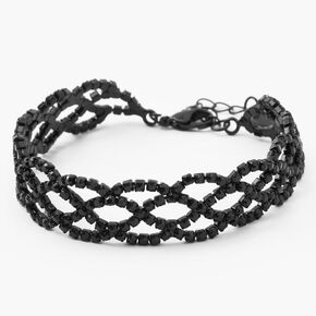 Black Rhinestone Infinity Chain Bracelet,