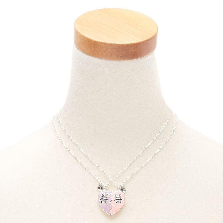 Lot de 2&nbsp;colliers best friends &agrave; pendentif panda-licorne c&oelig;ur,