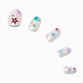 Multicolored Star Stiletto Press On Vegan Faux Nail Set - 24 Pack,