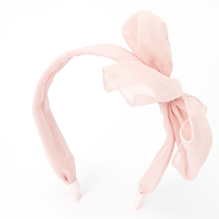 Claire's Serre-tête à nœud noué en mousseline - Rose