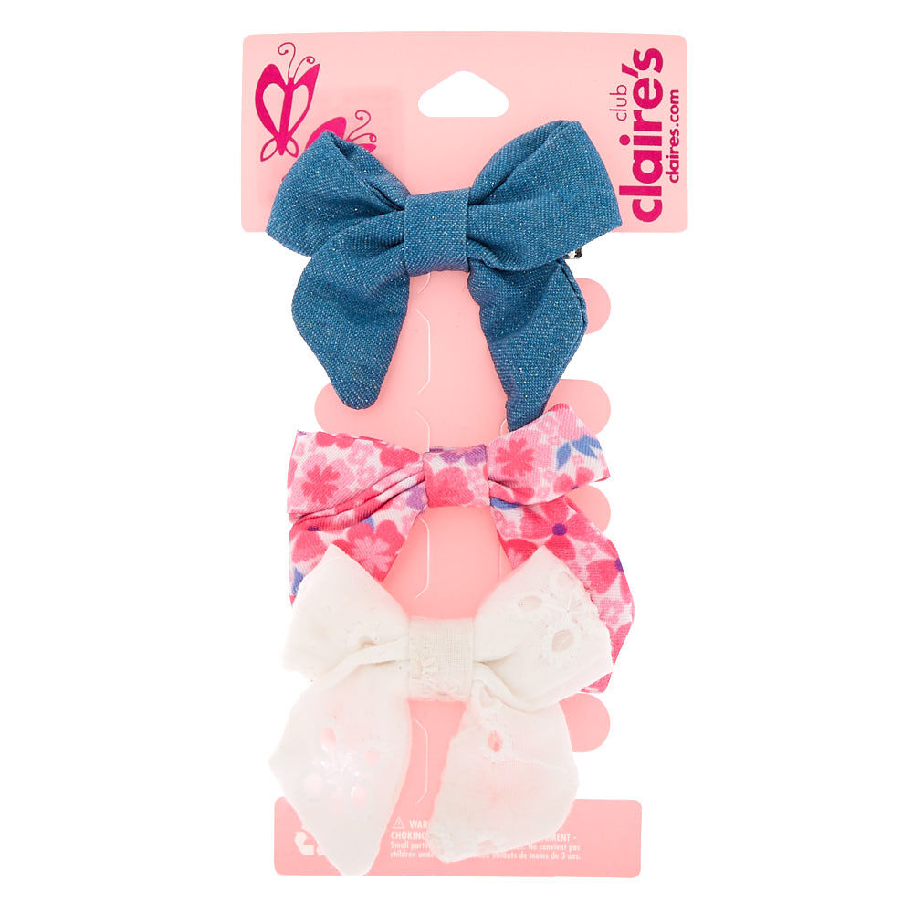 Claire's Club Bow Hair Clips - 3 Pack,