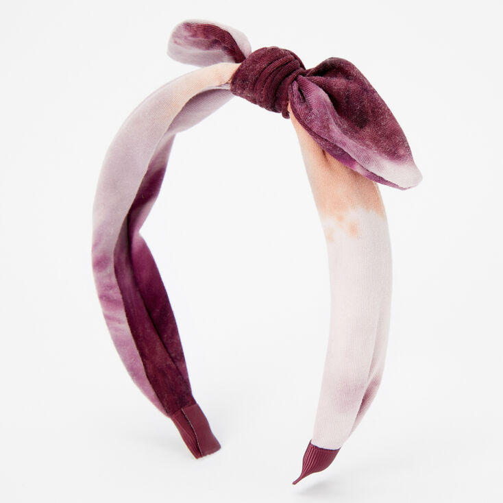 Claire's Serre-tête à nœud noué tie-dye rose et violet