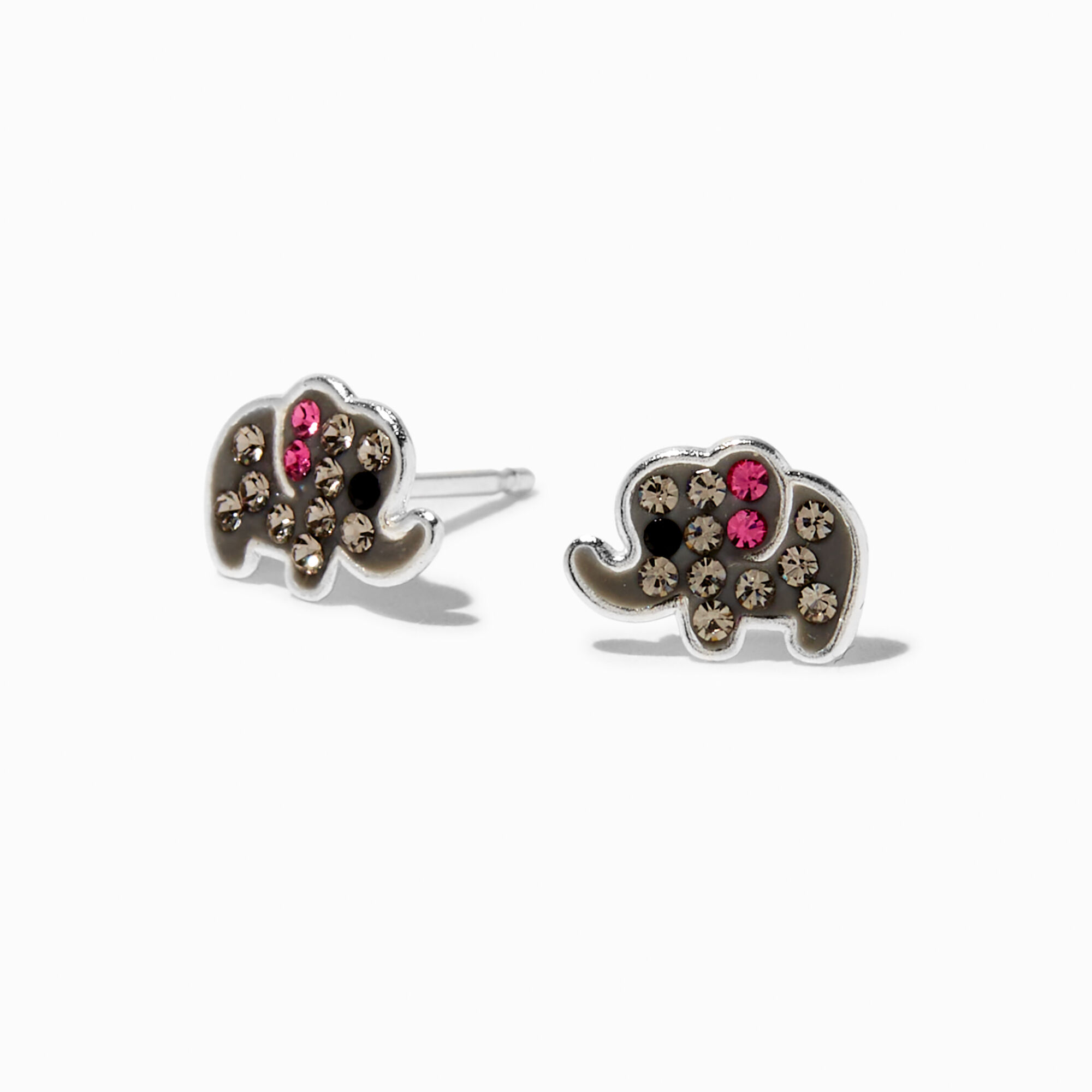View Claires Crystal Elephant Stud Earrings Silver information