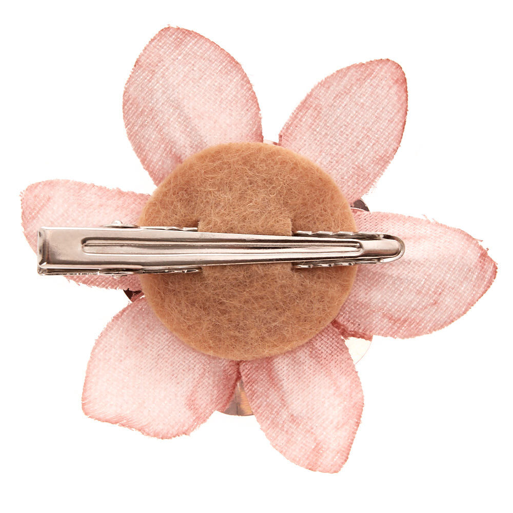 Glitter Sequin Mini Hair Flower Clip - Rose Gold,