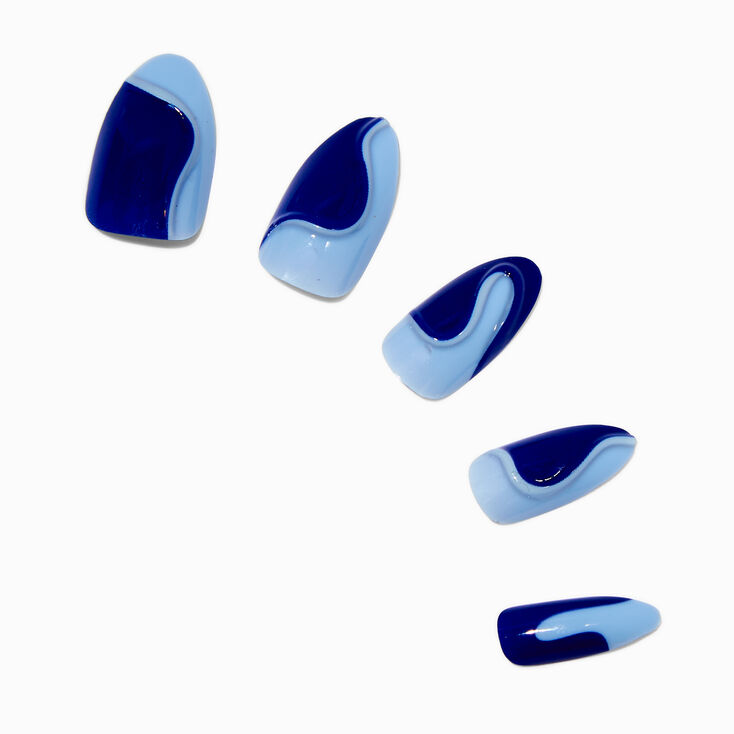 Blue Swirl Stiletto Vegan Faux Nail Set - 24 Pack,