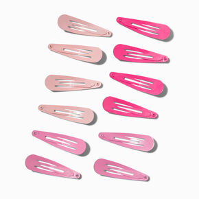 Mixed Pink Glitter Snap Clips - 12 Pack,