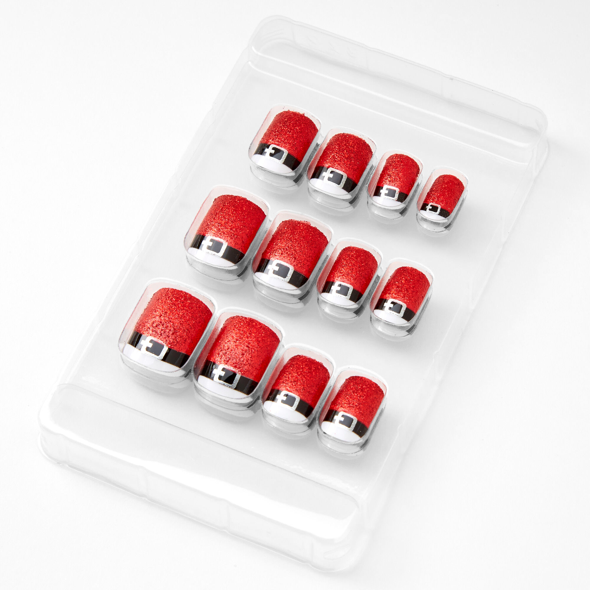 Christmas Santa French Tip Square Press On Faux Nail Set - 24 Pack,