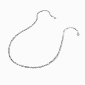 Silver-tone Stainless Steel Three-Rope Braided Chain Necklace,