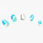Holographic Blue Geometric Stilleto Press On Vegan Faux Nail Set - 24 Pack,