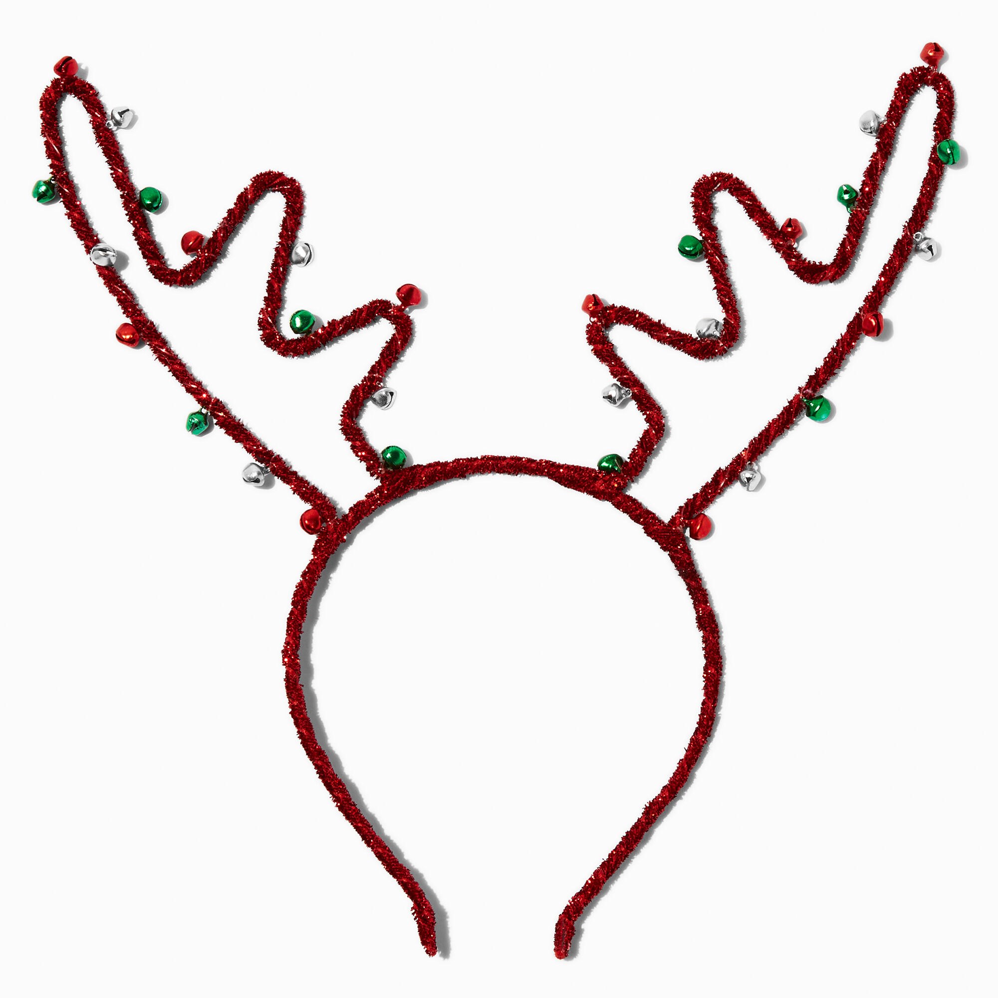 View Claires Jingle Bells Reindeer Antlers Headband Red information