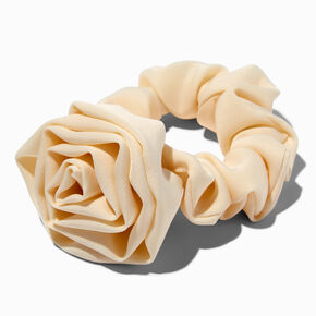 Ivory Silky Rose Hair Scrunchie,