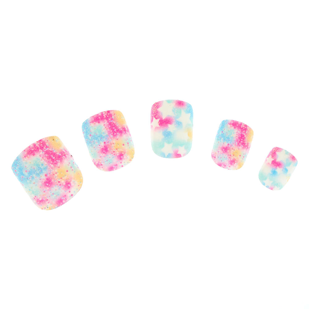 Pastel Glitter Stars Faux Nail Set - 24 Pack,