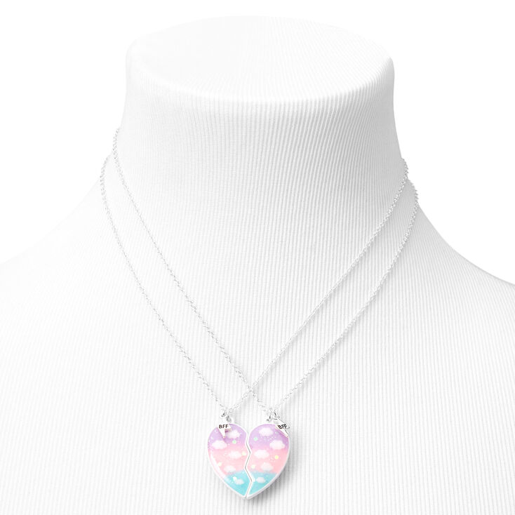 Best Friends Glow In The Dark Pastel Split Heart Necklaces - 2 Pack,