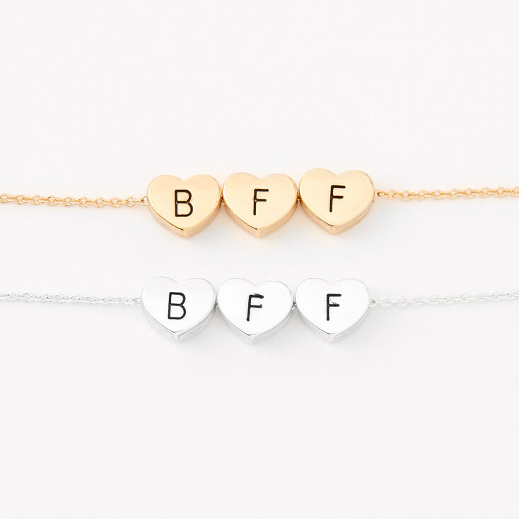 Bracelets d&rsquo;amiti&eacute; cha&icirc;ne c&oelig;ur en m&eacute;taux mixtes - Lot de 2,