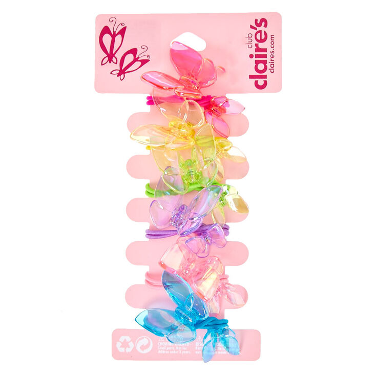 Claire's Élastiques à cheveux papillons perlés translucides arc-en-ciel qui s’entremêlent Club Claire's
