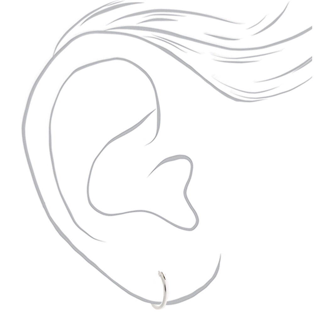 C LUXE by Claire's Sterling Silver 10MM Hinge Hoop Earrings - 3 Pack,