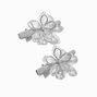 Claire&#39;s Club Silver Rhinestone Flower Hair Clips - 2 Pack,