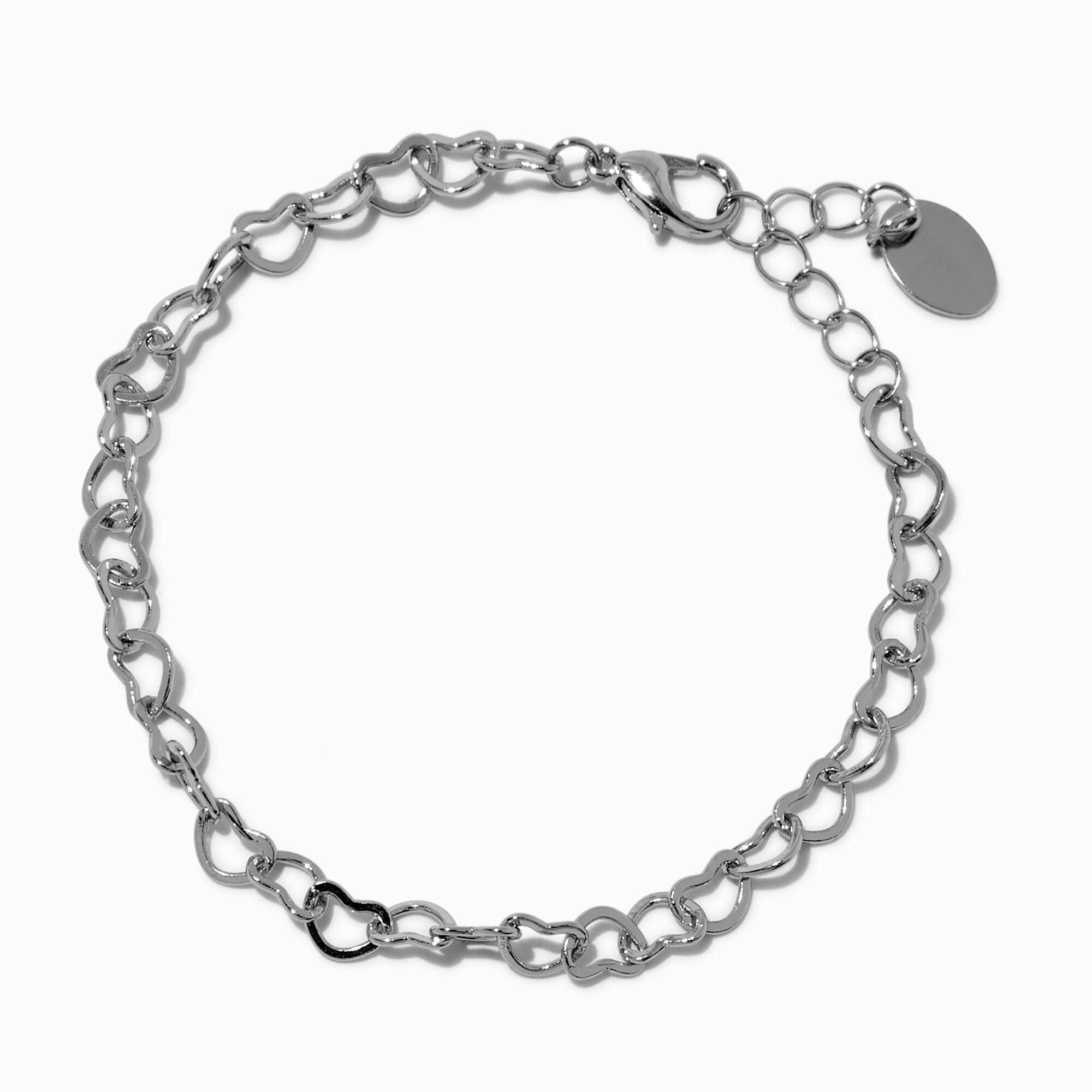 Silver-tone Heart Link Chain Bracelet,